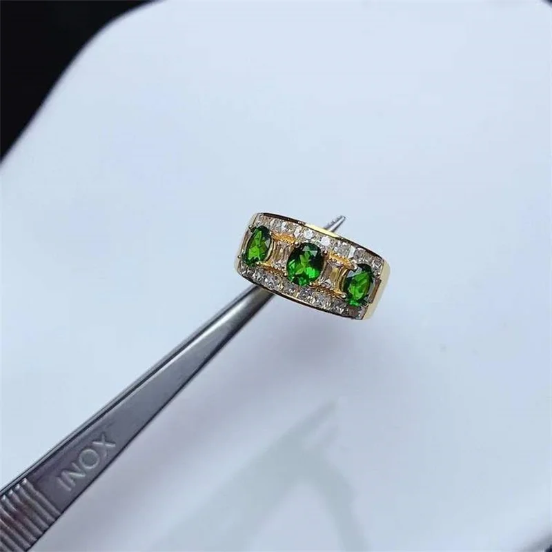 

Кольцо из натурального хромдиопсида для женщин, настоящее серебро 925 пробы, элегантный подарок на помолвку или годовщину с сертификатом