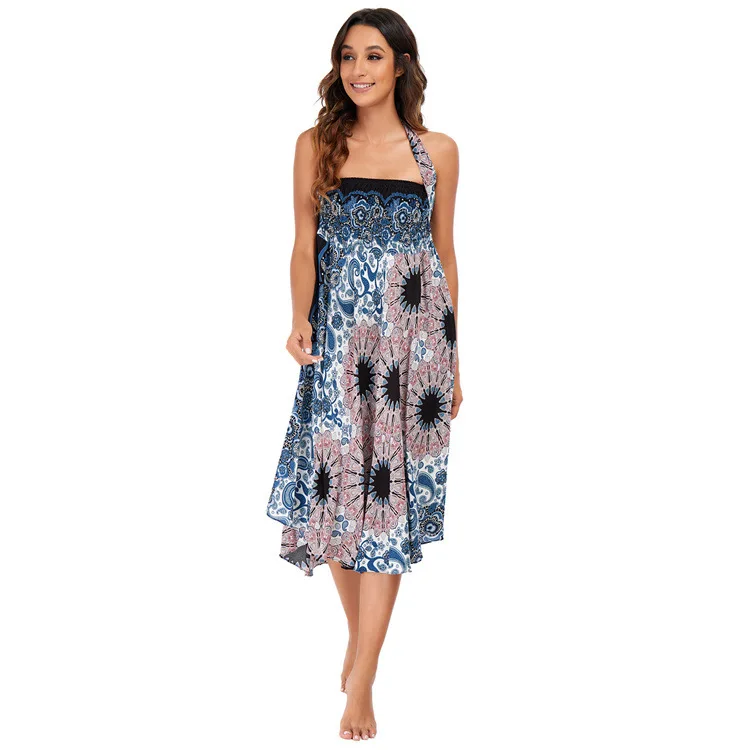 Maxi Boho Lange Röcke für Damen Bohemian Rock mit Blumenmuster Gypsy Boho Hippie Yoga Urlaub Strand – Detail 16