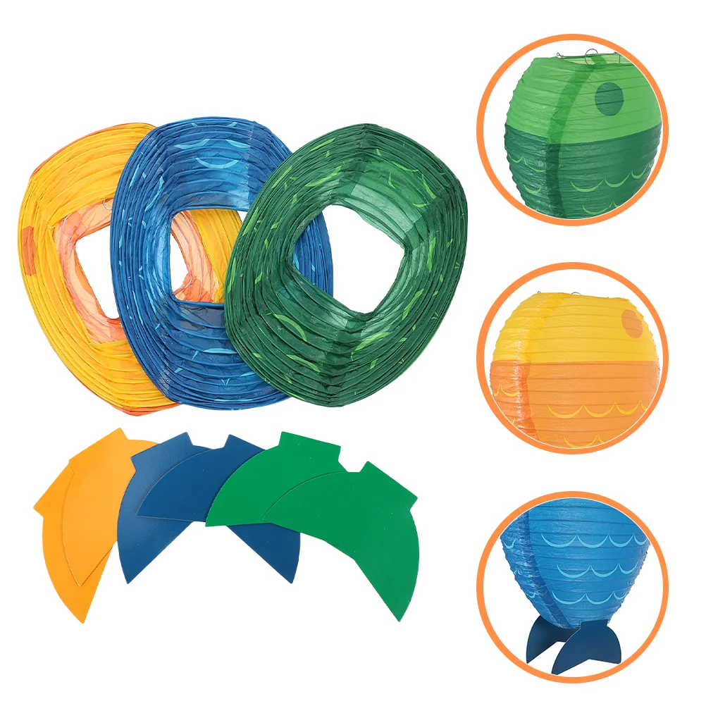 6 Pcs Fish Lantern Festival Party Scene Paper Decors Lovely Shaped Chinese Lanterns