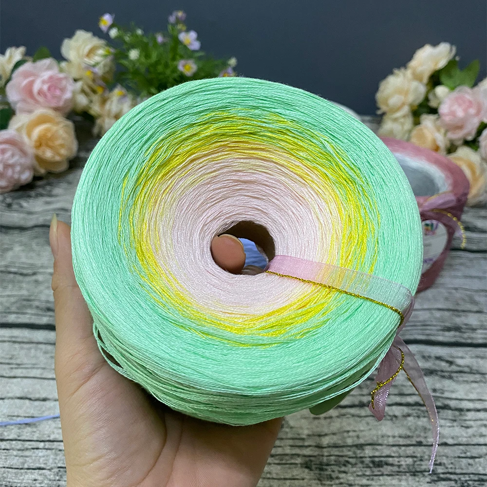 Organic Cotton Cake Line Gradient Color Baby Wool, DIY Handmade Knitting Line, Crochet Line, Shawl Long Skirt Sweater, 300g/Ball