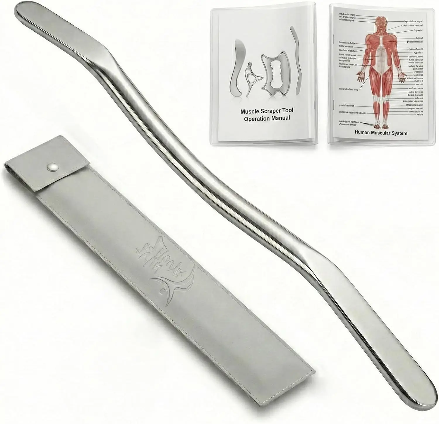 15,75 Zoll Myofasziales Massagewerkzeug für Rücken & Beine, Edelstahl-Schabewerkzeug für Physiotherapie, IASTM Faszien-Schaber Guasha