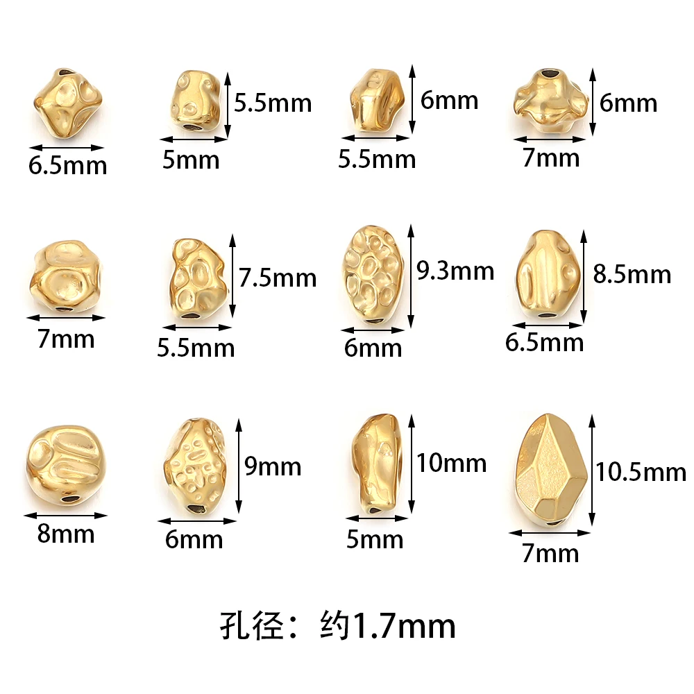 5-10 قطعة/الوحدة الفولاذ المقاوم للصدأ خزر عازل شكل غير منتظم الحفرة الكبيرة فضفاض حبة DIY بها بنفسك سحر سوار قلادة صنع الملحقات #2