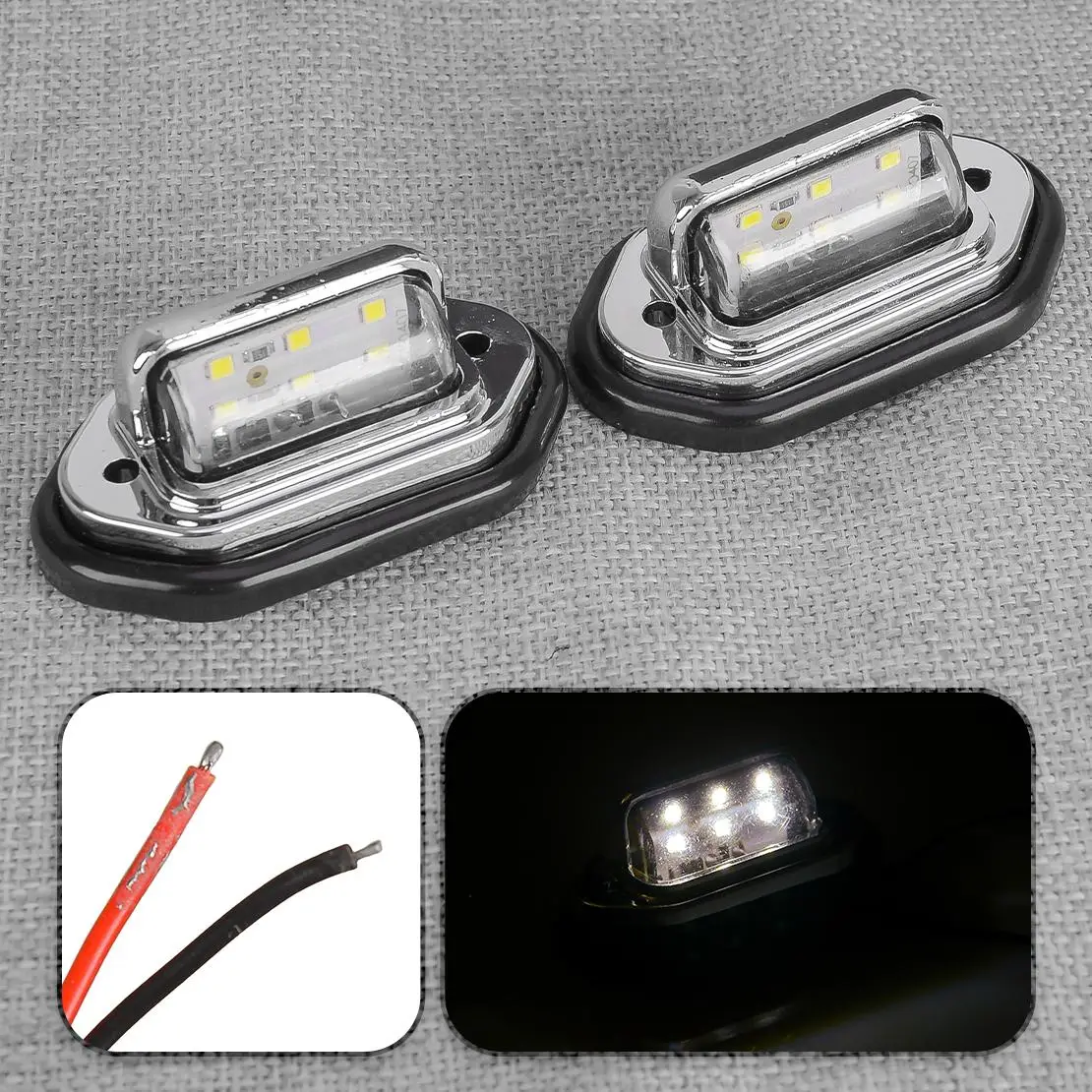 

2pcs 12-24V 6LED License Plate Tag Light Tail Lamp Fit for Car Truck SUV Trailer Van