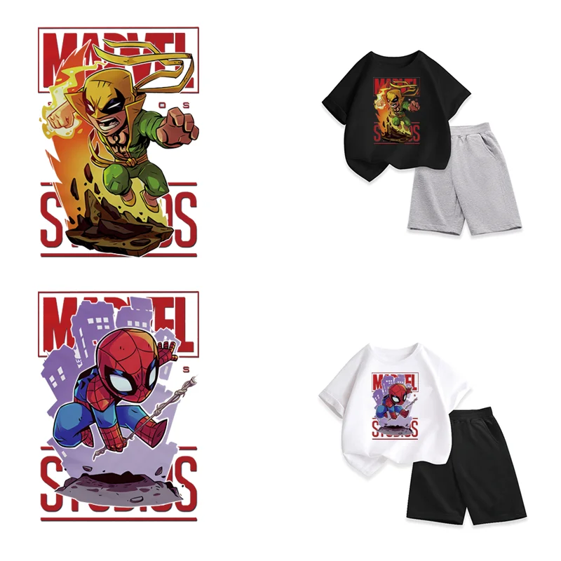 Cartoon Marvel Heroes Clothing patches Spider-Man thermo-stickers for children self-adhesive heat transfer vinyl