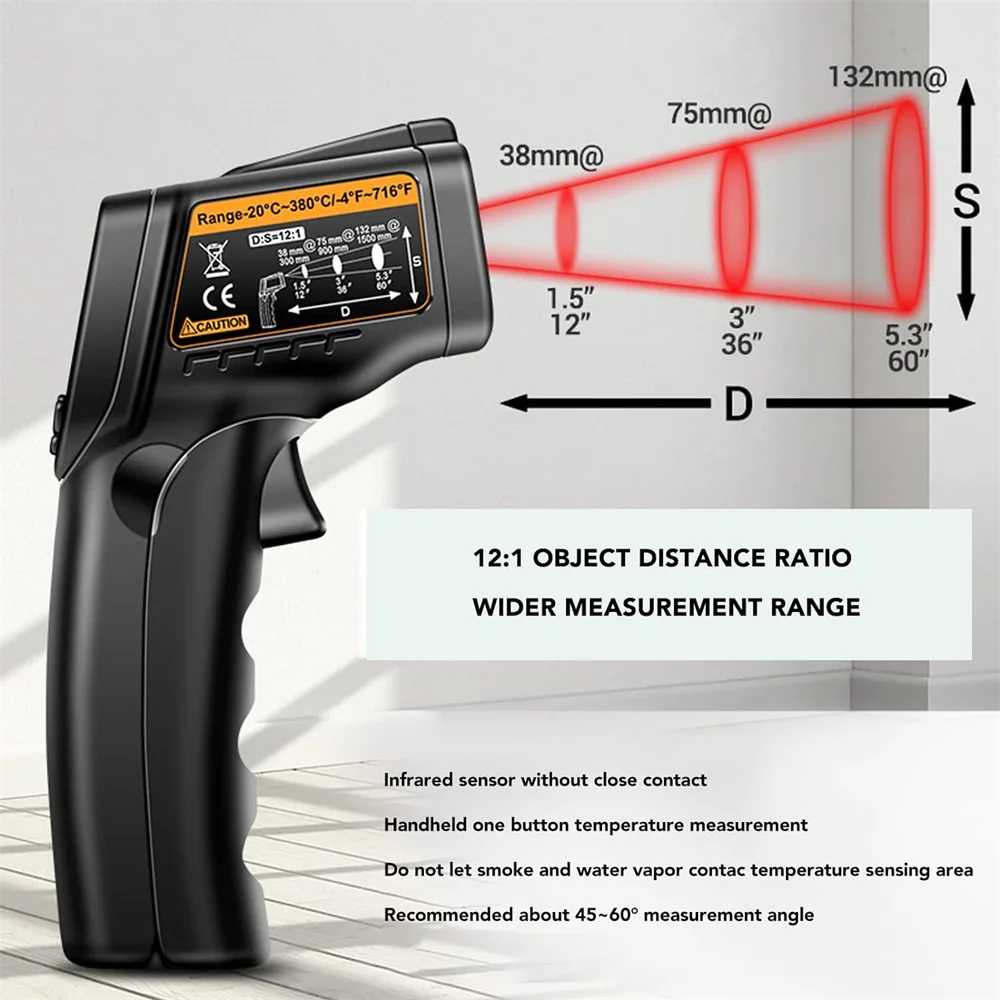 Infrared Thermometer Digital Non Contact Thermometer Temperature Gun with LCD Display for Cooking