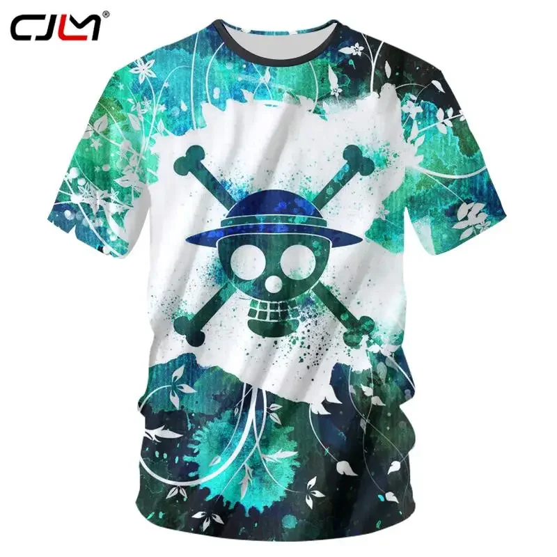 2024 Summer Top T-shirt Unisex CJLM Cool Print 3D Skeleton T-shirt Men's Fun One Piece Anime O-neck Short Sleeved Casual T-shirt