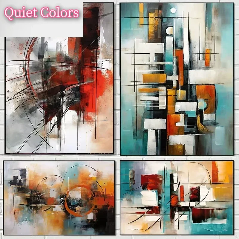 

Classic Abstract Wall Art Matte Colour Oil Painting on Canvas Print Poster Home Decor Living Room Bedroom Decorative Painting--