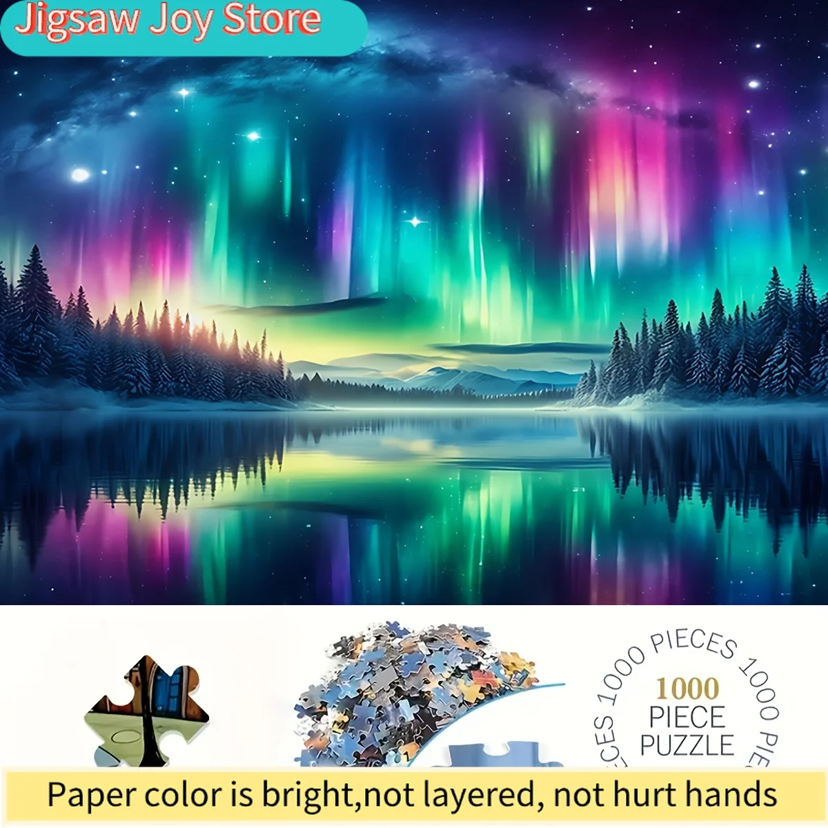 1 Box of  Northern Lights Scene Puzzle, 50*70cm/19.7*27.6 Inches, Puzzle Leisure, DIY Lovers, Suitable for Living Room, Study,