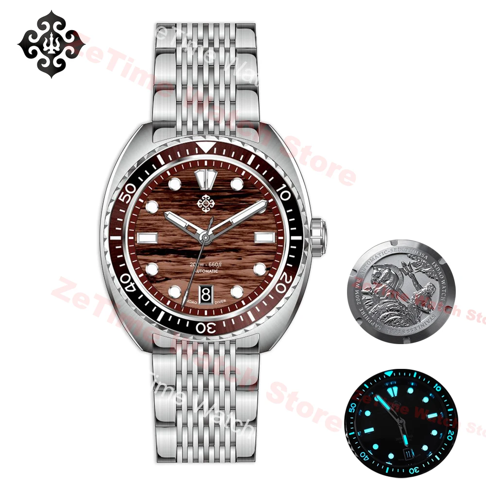 2024 New Automatic Mechanical wristwatch Dragon Scale Pattern Diving Watch 20Bar Stainless Steel BWG-9 Watch for Men