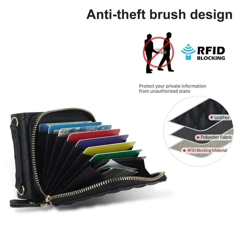 

Leather Crossbody Lanyard Wallet with Zipper for Samsung Galaxy Z Flip 7/6/5/4/3 Card Holder Phone Case with Wrist Strap