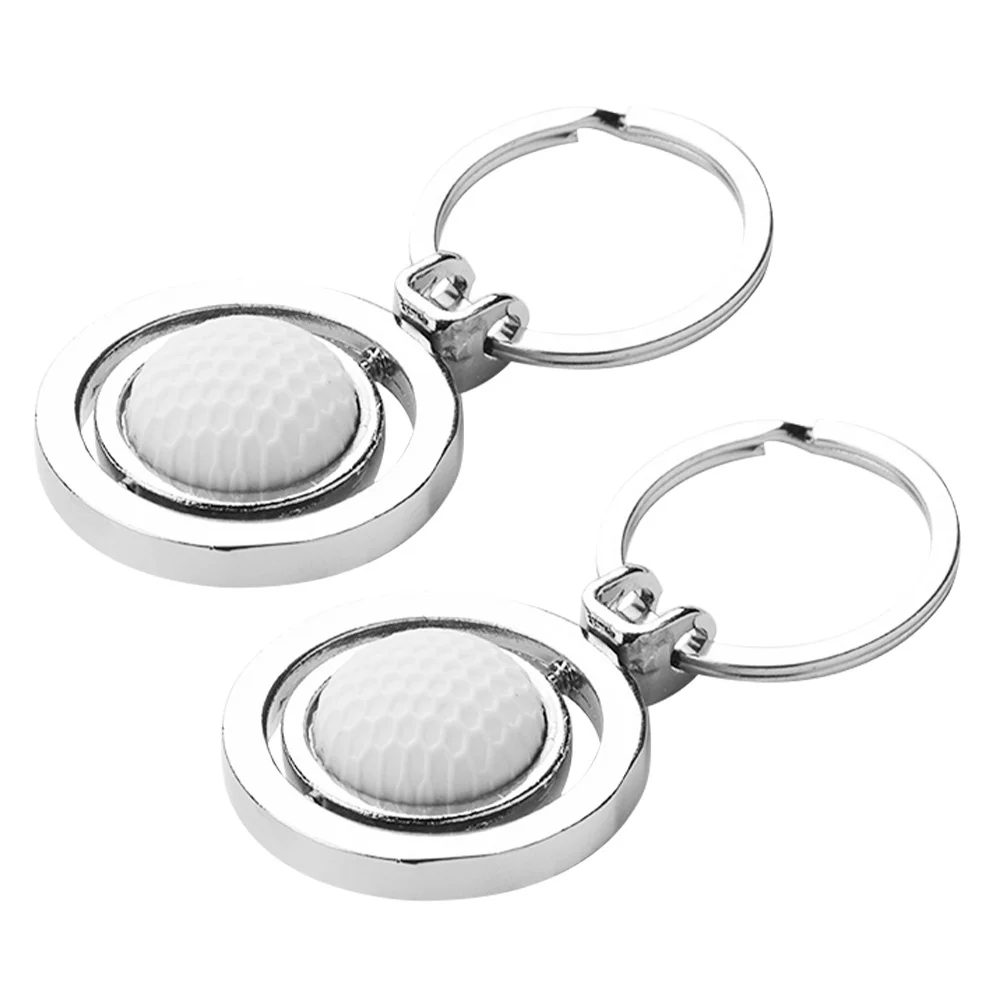 

2pcs Golf Ball Keychain Simulation Rotary Balls Key Ring Decorative Pendant For Sports Fan Present Souvenir Gift Bag Charm