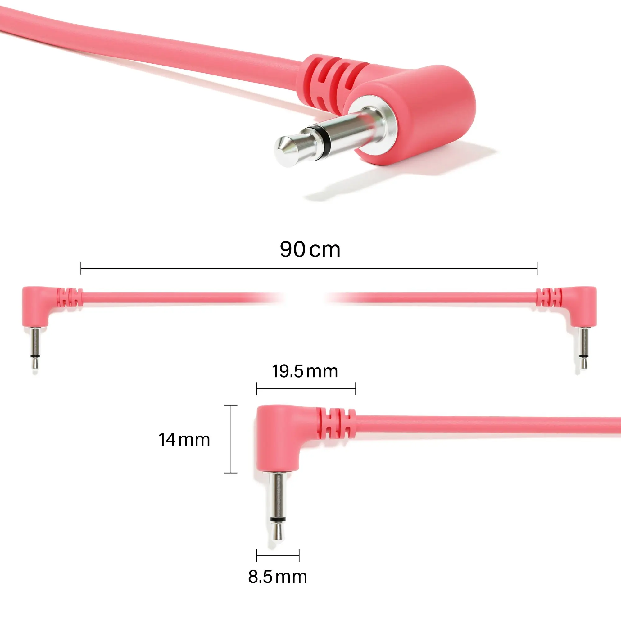 Right Angle Mono Modular Patch Cables - TS 3.5mm 1/8 inch - 10 Pack