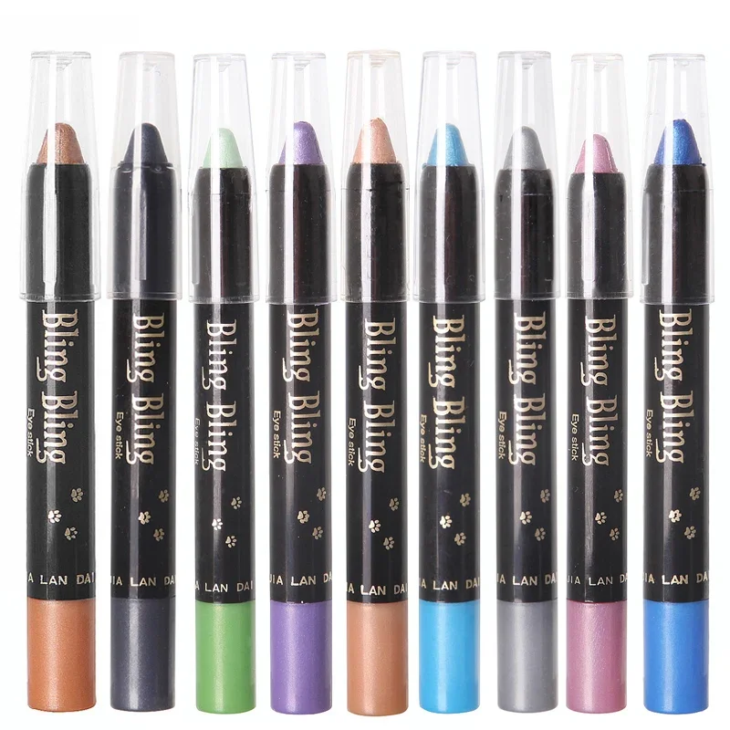 15สี Pearlescent อายแชโดว์ดินสอยาวนาน Glitter Shimmer Eye Shadow ปากกา Highlighter Stick Eyes Peralatan Rias