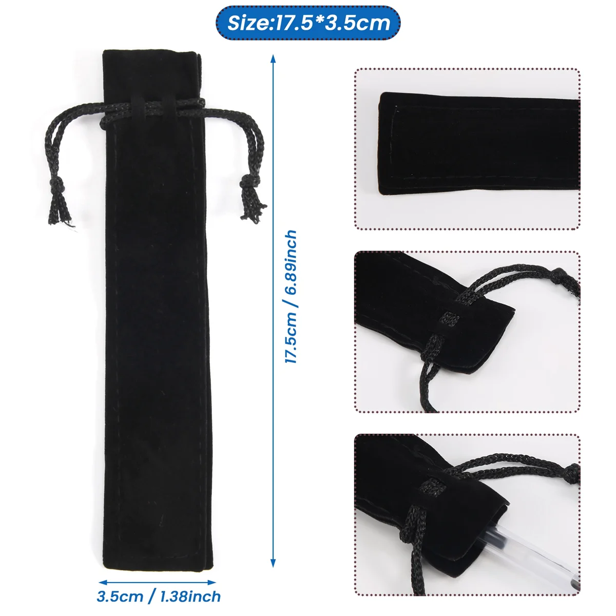 

pencil bag 100Pcs Velvet Pen Pouch Black Drawstring Bag Single Pen Holder Packaging Sleeve for School Office Business Gift