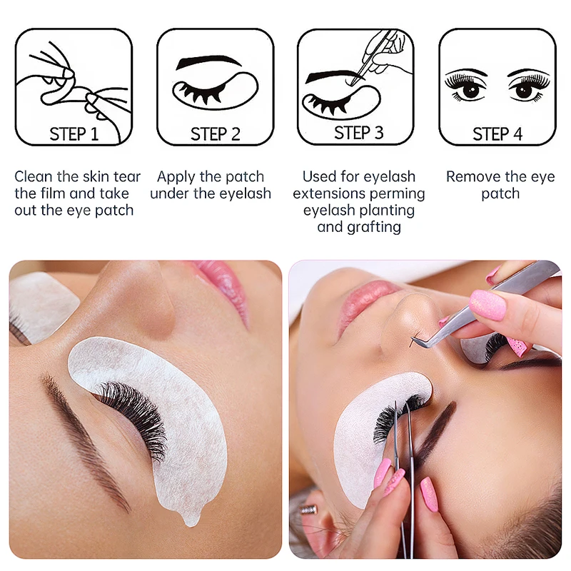 50 Pairs Eyelash Extension Banana Shaped Gel Paper Patches Grafting False Lashes Under Eye Pad Stickers Tips Makeup Tools