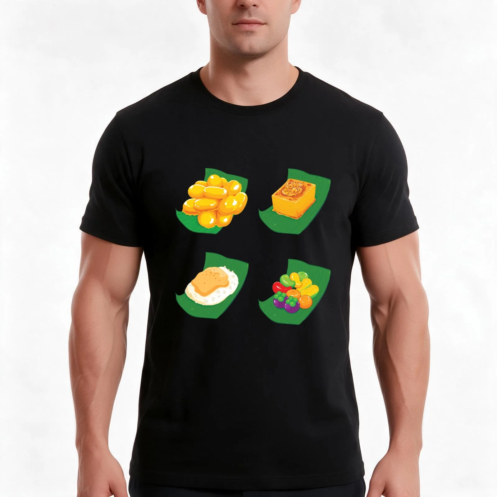 Assorted Thai Khanom Desserts T-Shirt Summer Casual Cotton Tee Oversized Streetwear Tops Vintage Graphic Print 100% Cotton