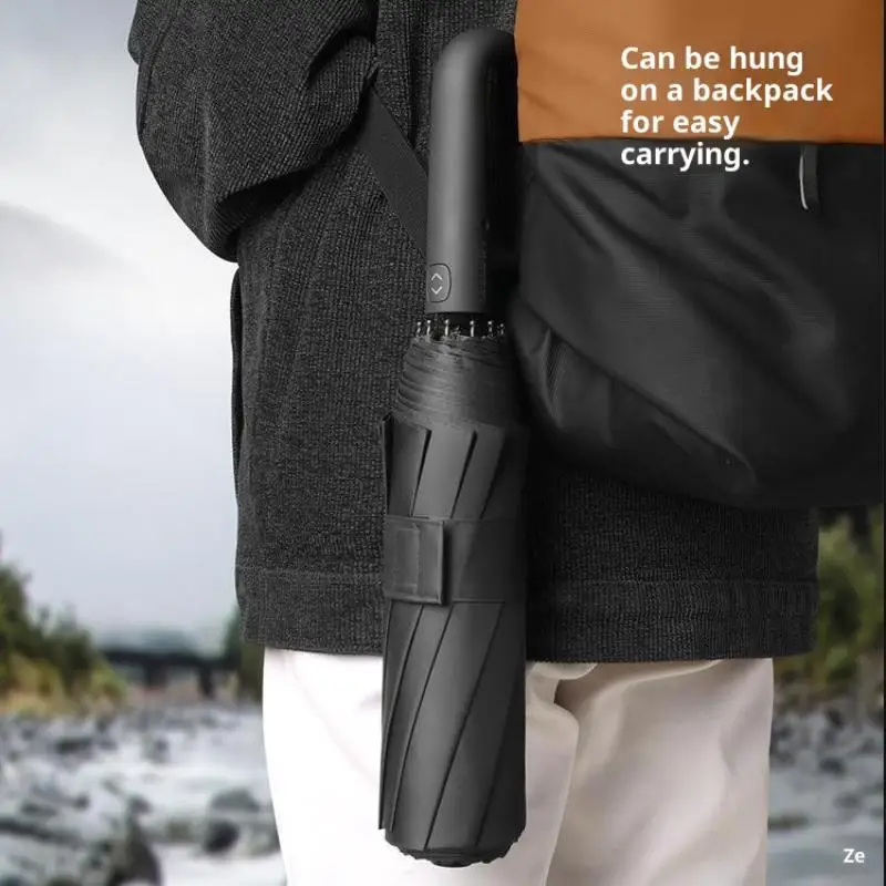 مظلة أوتوماتيكية بتصميم مشبك حلقي للرجال والنساء قابلة للطي 105 سم مظلة كبيرة قوية للحماية من الأشعة فوق البنفسجية #3