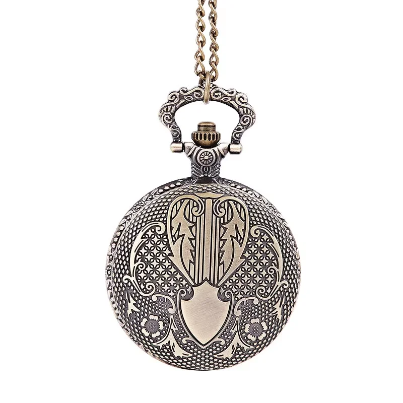 8189Embossed pattern shield nostalgic classical pocket watch European and American retro style large bronze pocket watch