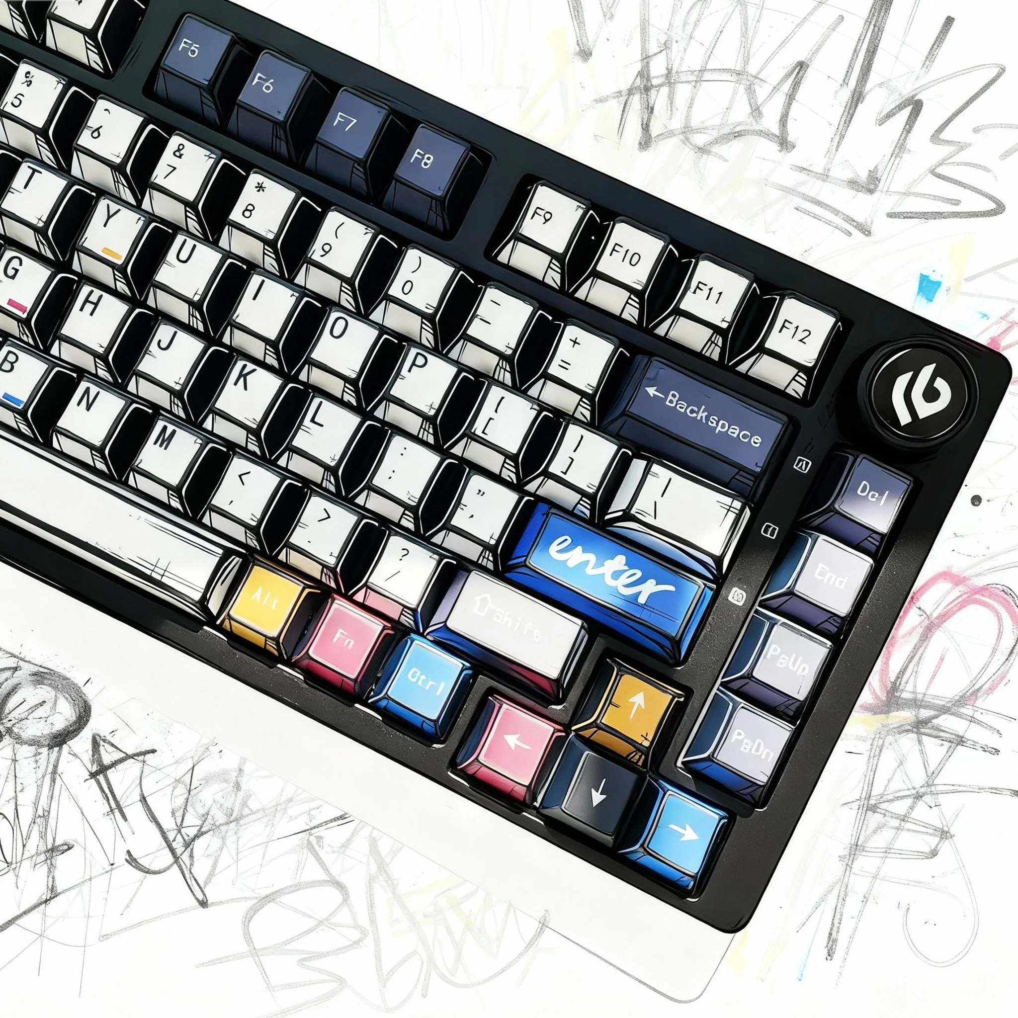 ชุดคีย์แคป Graffiti PBT 130 ปุ่ม โปรไฟล์ Cherry 5 ด้าน พิมพ์ลายด้วยเทคนิค Dye Sublimation สำหรับสวิตช์ Cherry Gateron MX คีย์บอร์ดเกมมิ่ง