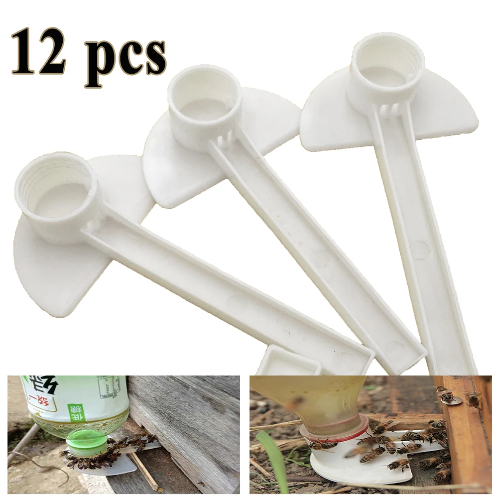 12PCS Honey Bee Feeder Entrance In Water Bowl Adaptor 28mm Plastic Syrup Feeding Trough Beekeeping Farm Tools Supplies