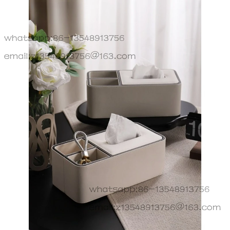 Carton light luxury high-end living room coffee table bedroom household modern simple remote control storage leather tissue box