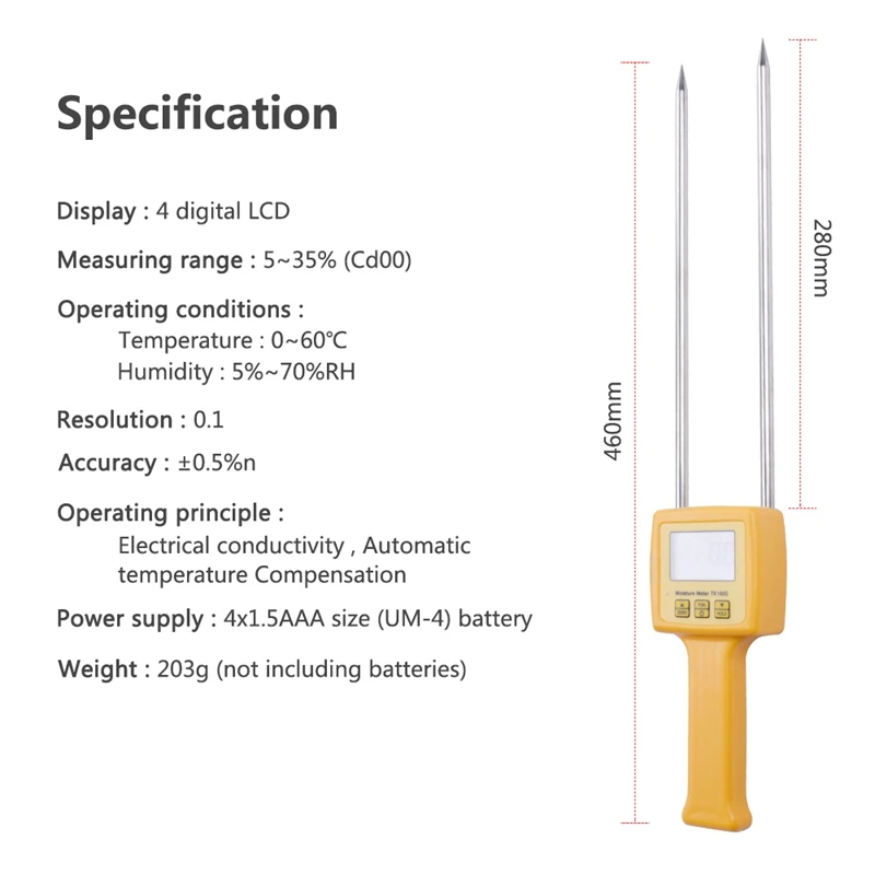 Digital Moisture Meter Portable Grain Moisture Meter Use For Corn,Wheat,Rice,Bean,Wheat Flour TK100S