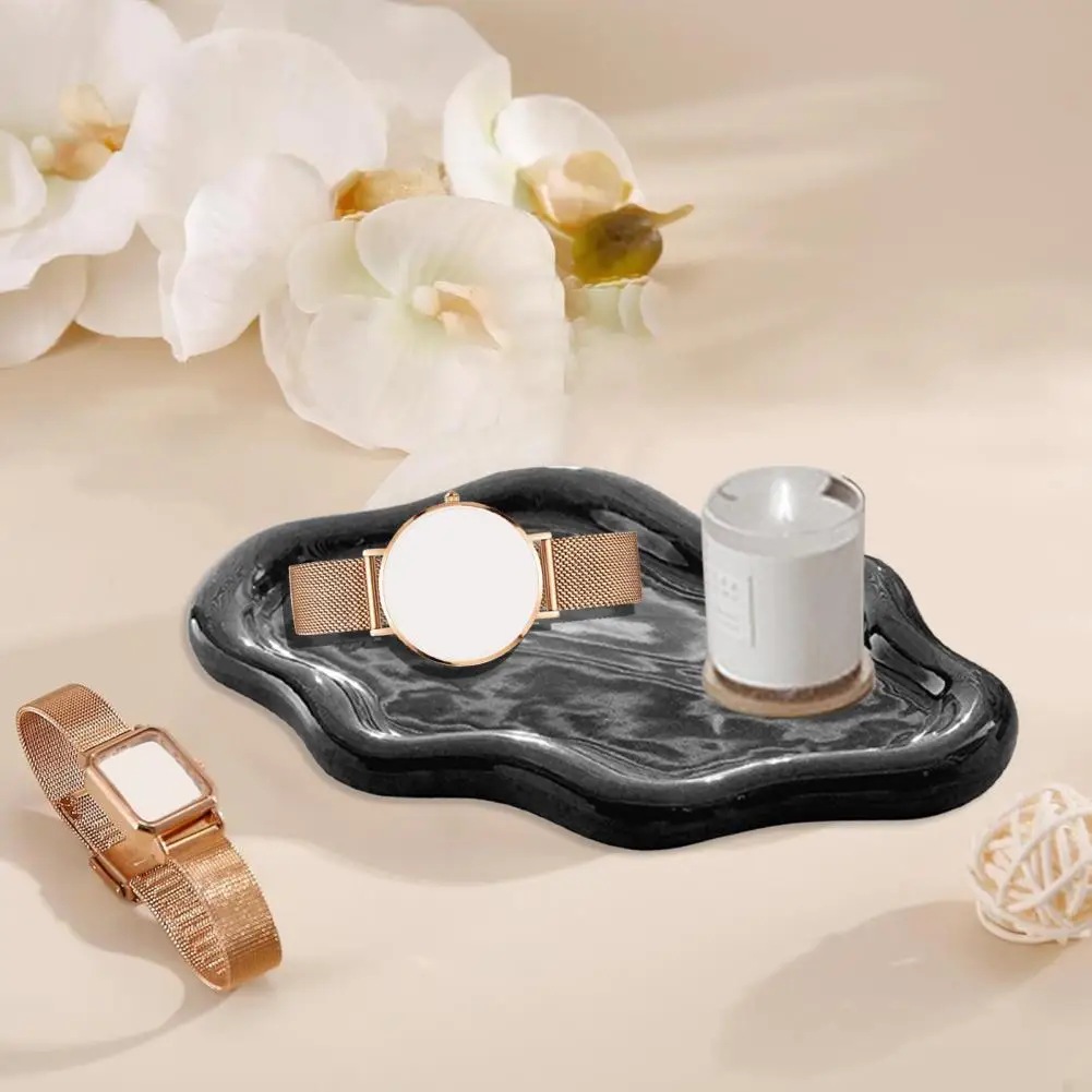 Cloud Design Jewelry Tray Ceramic Jewelry Tray Cloud Shape Trinket Storage Plate Smooth Surface Ring Holder Dish Perfume Display