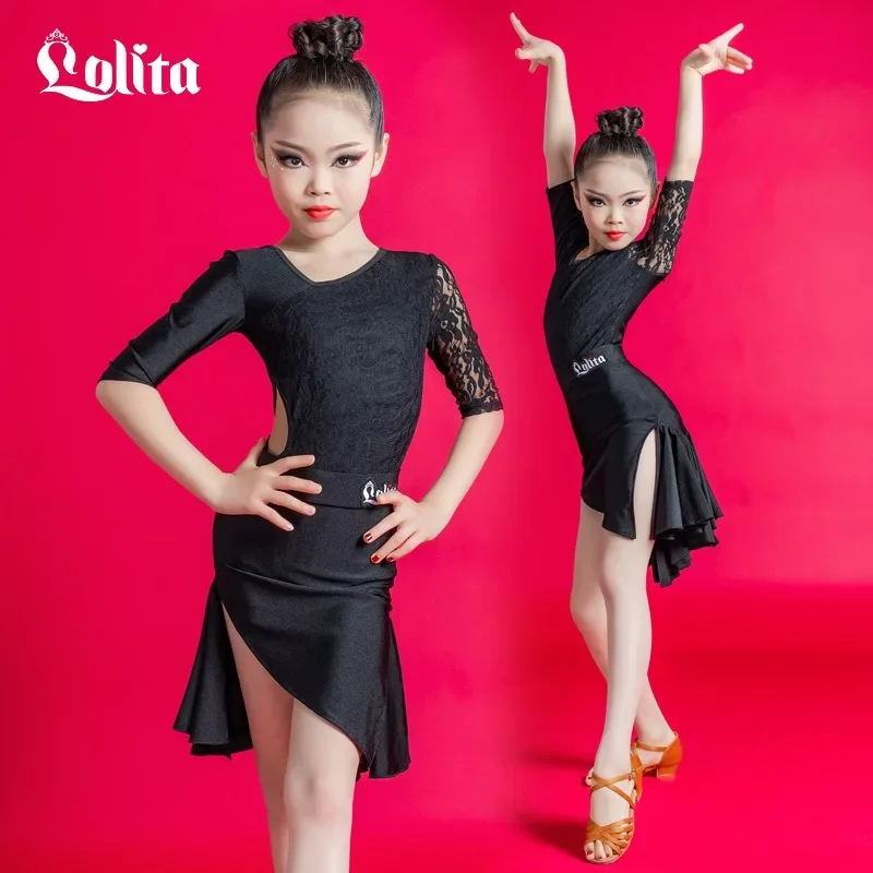 customized Lolita Latin Dance Dress Children's Practice Dress Girls' chacha tango Performance Dress vestidos de danza cristiana