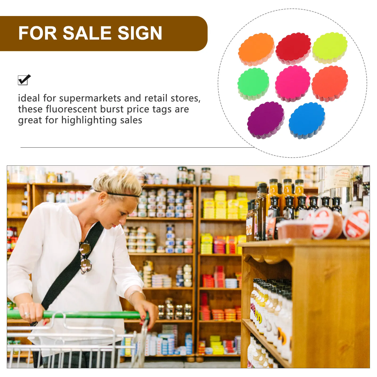 400Pcs Fluorescent Burst Blank Price Tags Removable for Retail Store Sale Signs Advertising Labels Sold Tags for Sale Sign