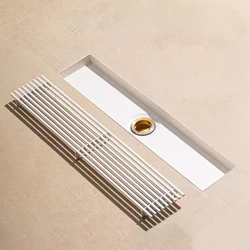 304 Stainless Steel Floor Drain Deodorant Cream White Bathroom Shower Drainage Long Linear Drainage Floor Drain Strainer