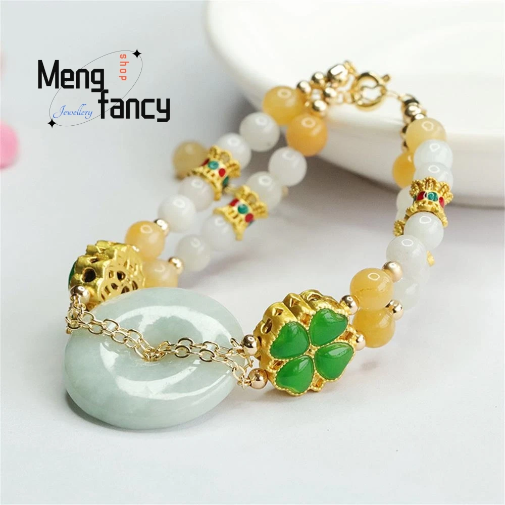Natural Myanmar A-goods Jadeite Peace Buckle Bracelet Exquisite Elegant Fashion High-grade Luxury Quality Jewelry Holiday Gifts