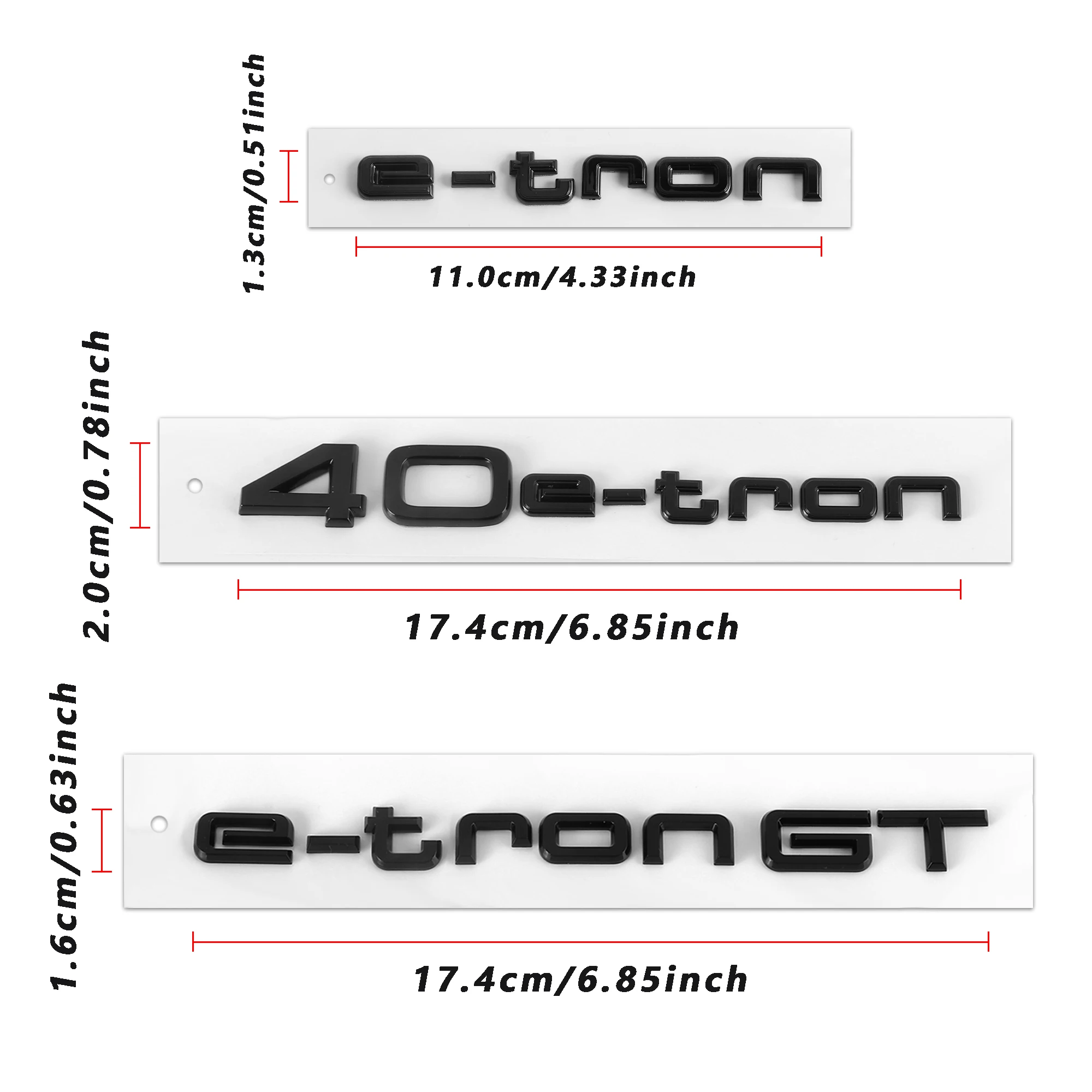 Nuevo 3D ABS e-tron GT 40e-tron 45e-tron 50e-tron Logo pegatina de coche marca trasera etiqueta trasera emblema lateral decoración calcomanía para AUDI