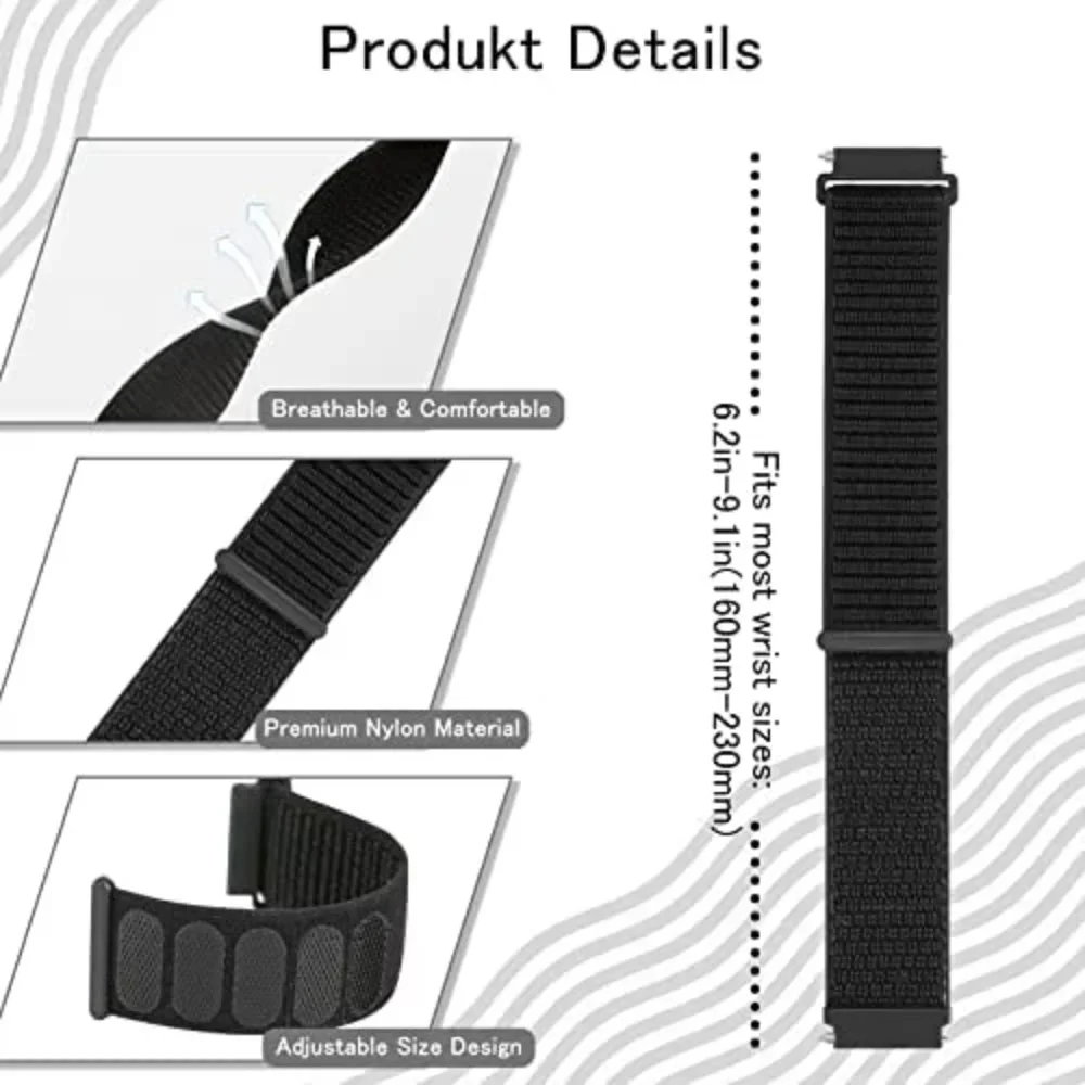 Correa de nailon de 18mm para Huawei Watch GT6/5/4 pulsera ajustable de 41mm Huawei Watch GT5 Pro 42mm Xiaomi S4 correa de 41mm