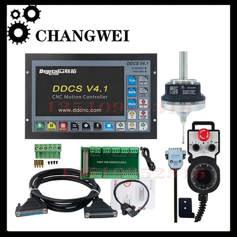 Ddcsv3.1 Upgrade Ddcs V4.1 3/4 Axis Cnc Offline Controller Kit Emergency Stop Handwheel Mpg 3d Side Head