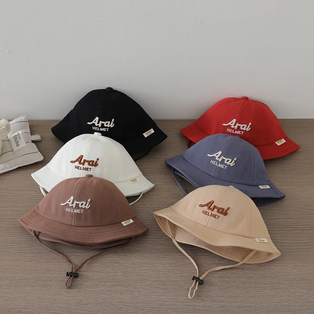 

Kids Letter Fisherman Caps Outdoor Travel Windproof UV Protection Hats For Boy Girl Korean Casual Kids Toddler Sunshade Hats