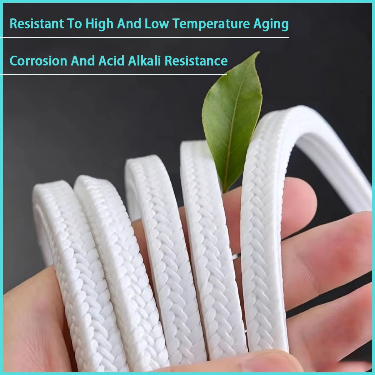 Size 4 * 4-30 * 30mm white PTFE braided compression rope for pipes, valves, etc