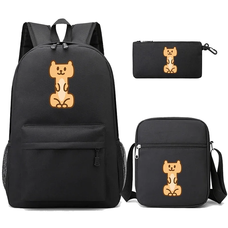 Mochila escolar de Animal con 26 letras en inglés, bolsa de hombro con estuche para lápices, regalo Kawaii para niños, 3 unidades por juego