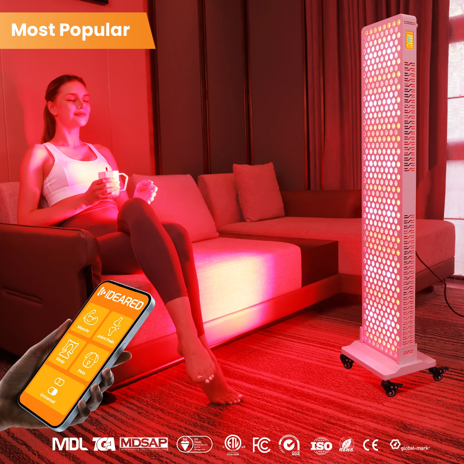 

Lxy IDEATHERAPY RLPRO450MAX 9-длина волны Лампа для терапии красным светом с подставкой Кровать для терапии красным светом Терапия красным светом для всего тела