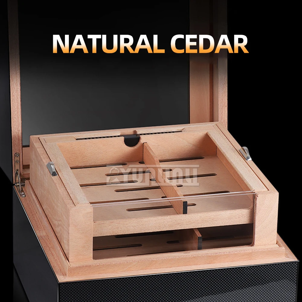 Three Layers Large Capacity Wooden Humidor Storage box Cigar Display Box with Visual Skylight