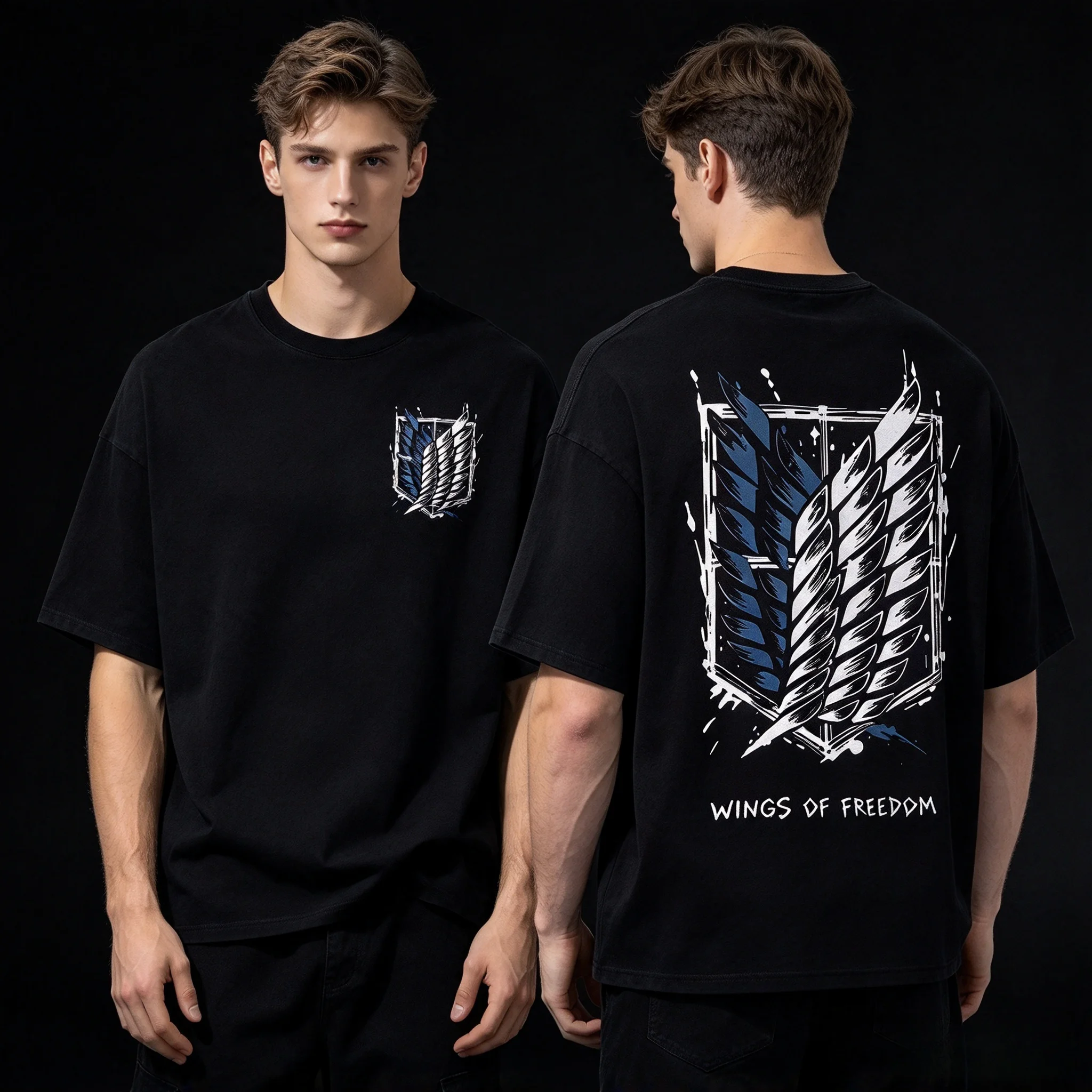 New Giant Regiment Pattern Printed Fashionable Loose-fitting Breathable Cotton Short-sleeved Men's Round-neck T-shirt