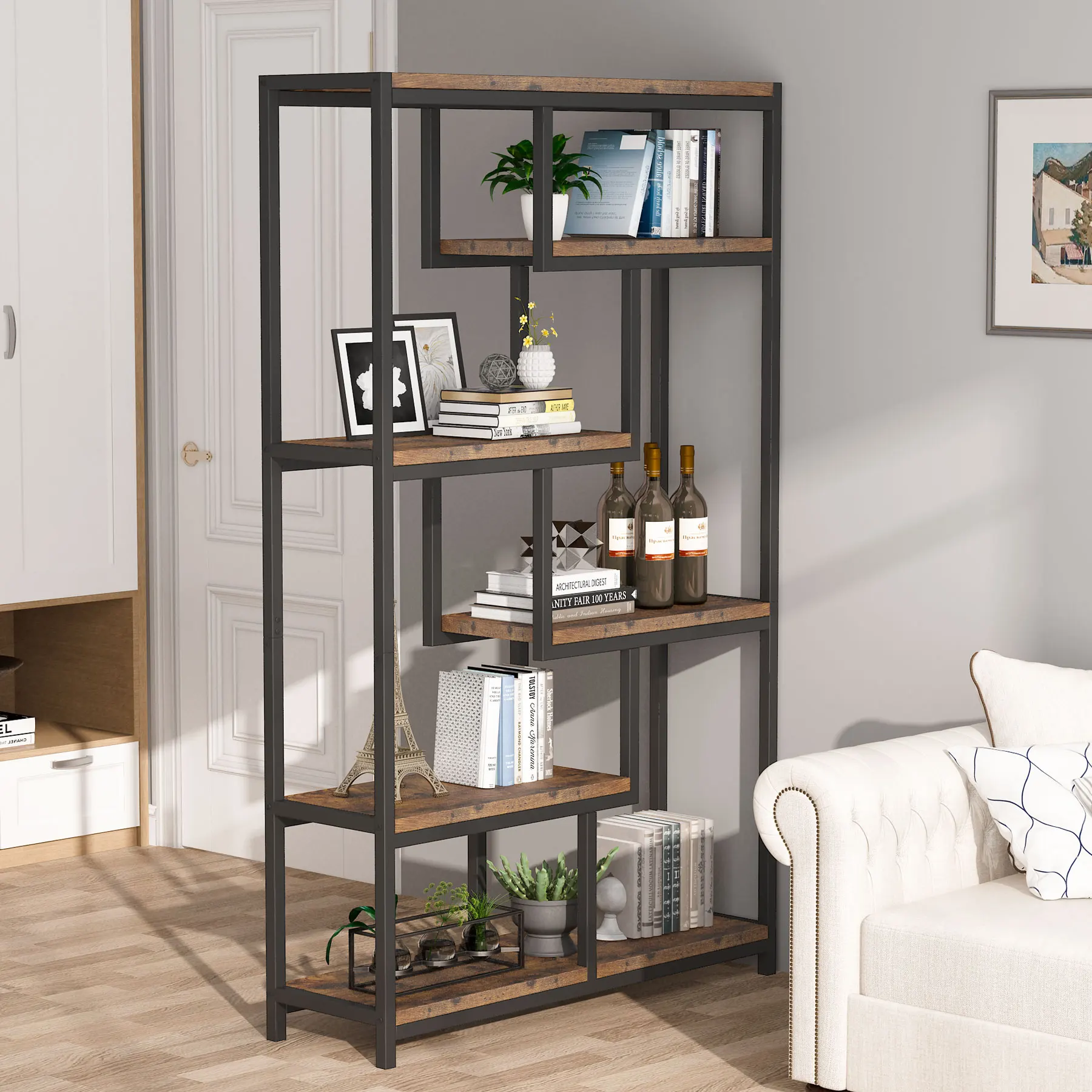Tribe signs Bücherregal Bücherregal Industrie, 5 Tier freistehende Regale Display Aufbewahrung einheit für Wohnzimmer, Home Office