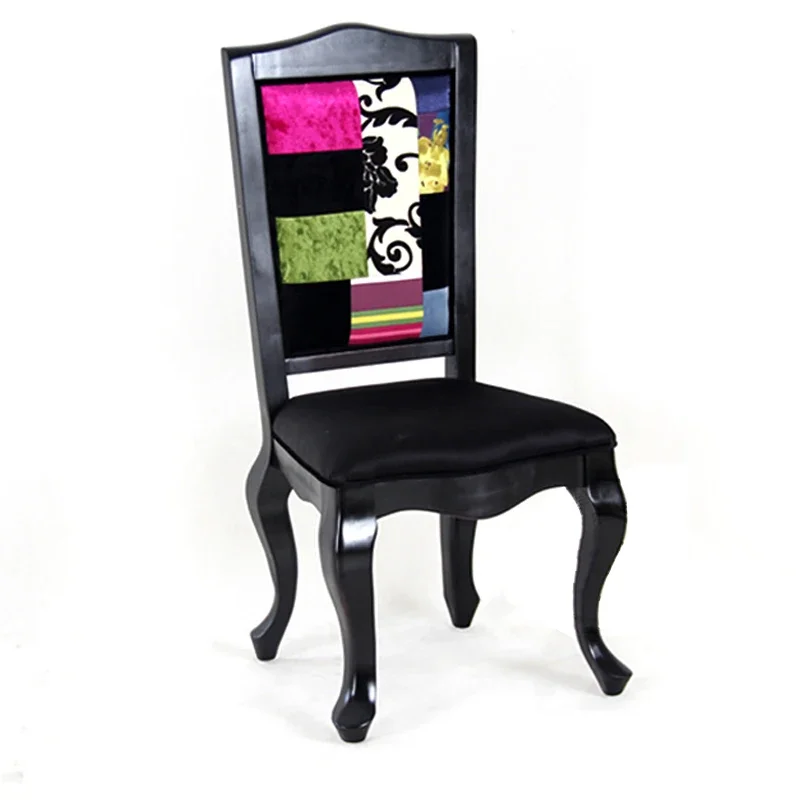 

American fabric dining chair, European neoclassical restaurant dining chair, splicing style without armchair