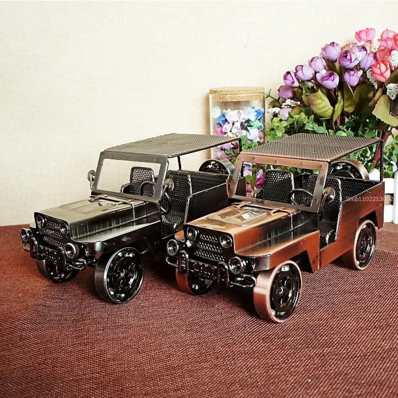 Wrought Iron Classic Car Model Miniature ItemsLiving Room Study Decoration For Home Electroplating Without Rustcar