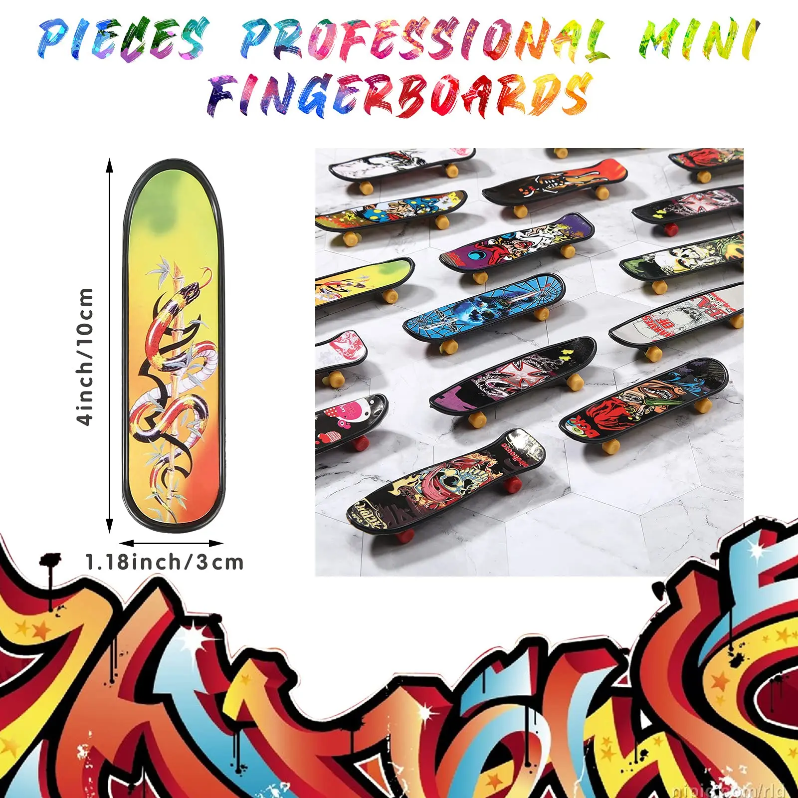 36 Pieces Mini Finger Skateboard Toy Skateboard Finger Boards with Double Sided Pattern Creative Fingertip Movement Novelty Toys