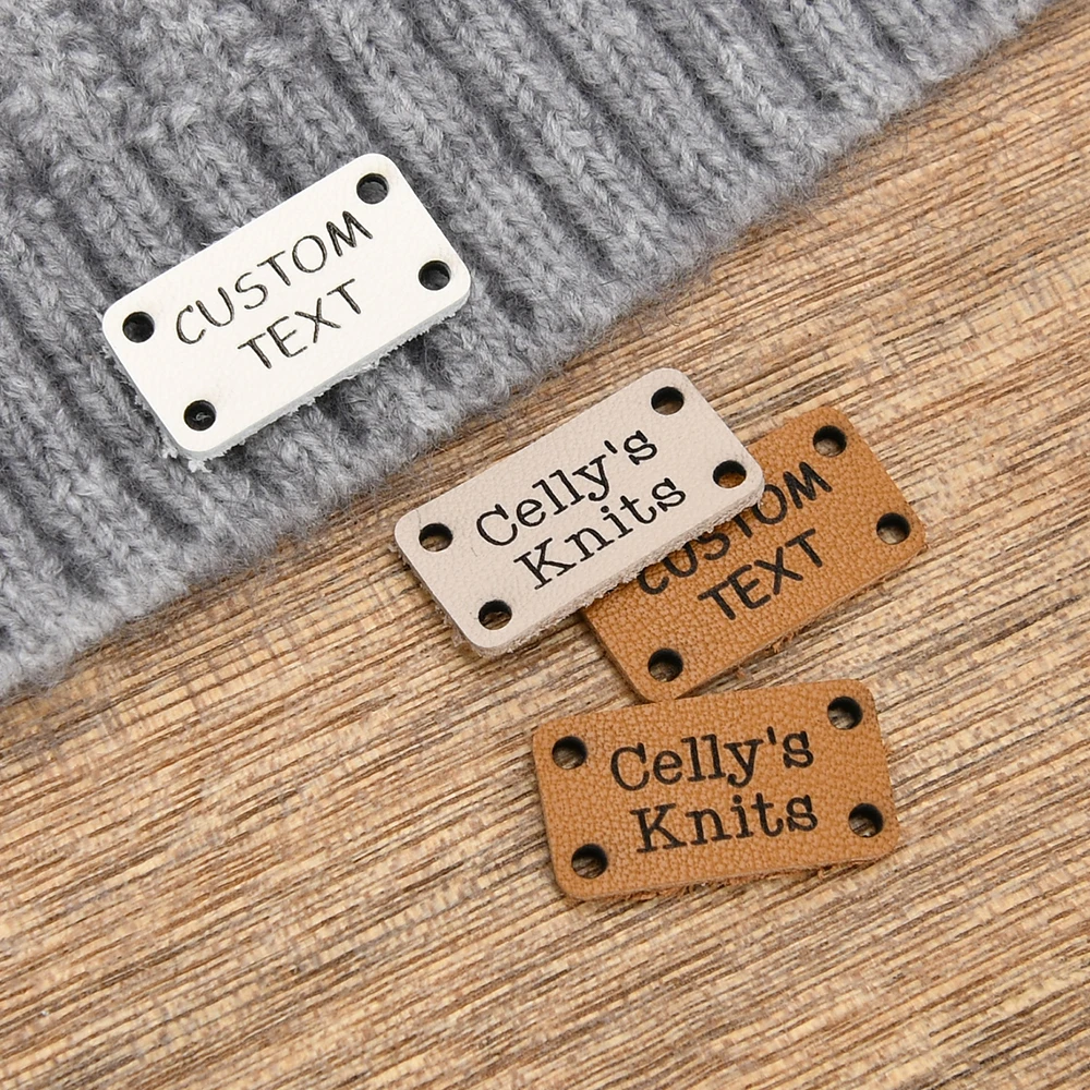 ملصقات جلدية مخصصة، نص/شعار مخصص، ملصقات منقوشة بالليزر - مصنوعة من الجلد الحقيقي، علامات جلدية، D507 #2