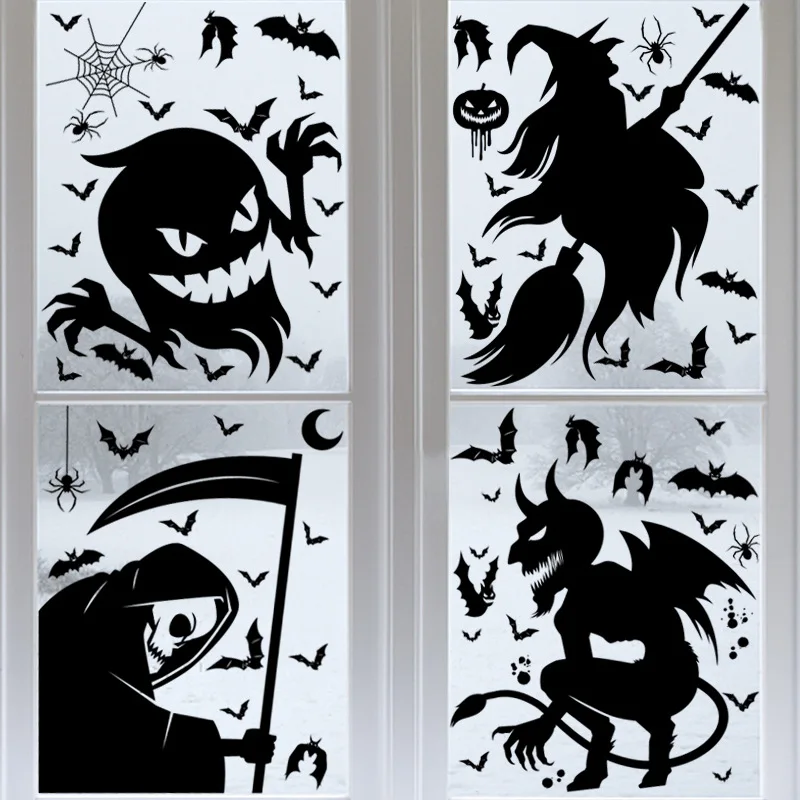 Halloween Window Stickers the Grim Reaper Demon Decoration Static Cling for Glass Door And Window Home Decor