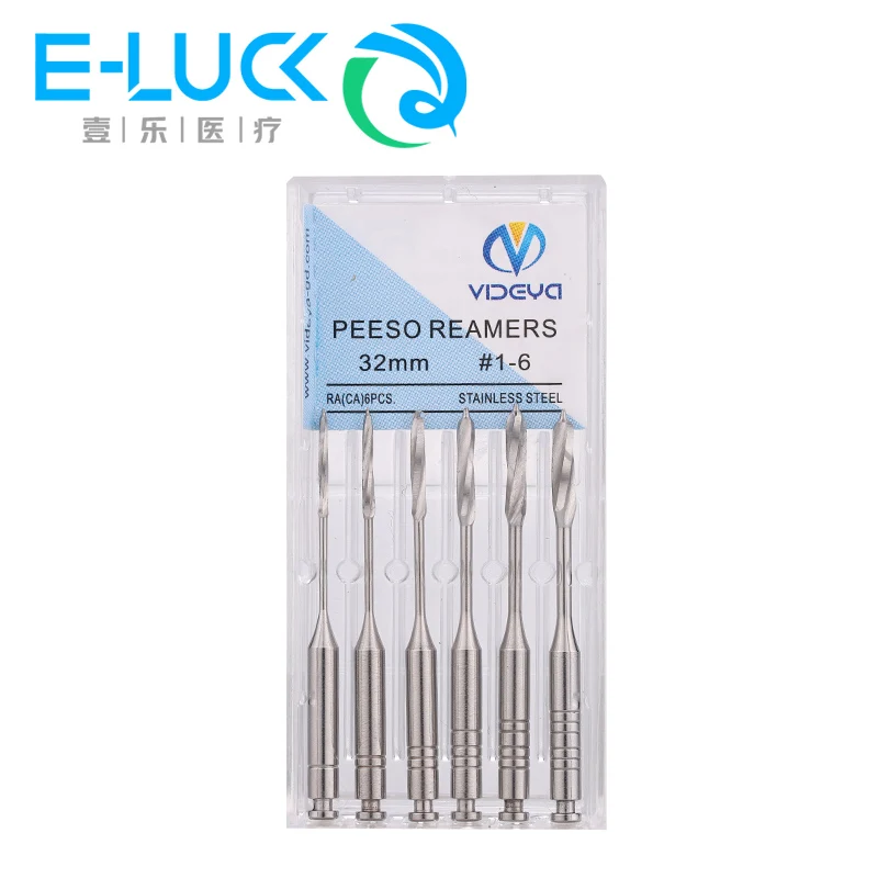 

6Pcs/Pack Dental Endodontic Peeso Reamers Endo Files 32mm #1-6 Staniless Steel P Drill Laboratory Polishing Tools