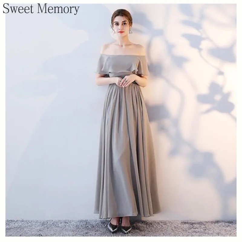 Customize Sweet Memory Chiffon Grey Bridesmaid Dresses Girls Lady Female Robe Elegant Dress Women for Wedding Party Gown