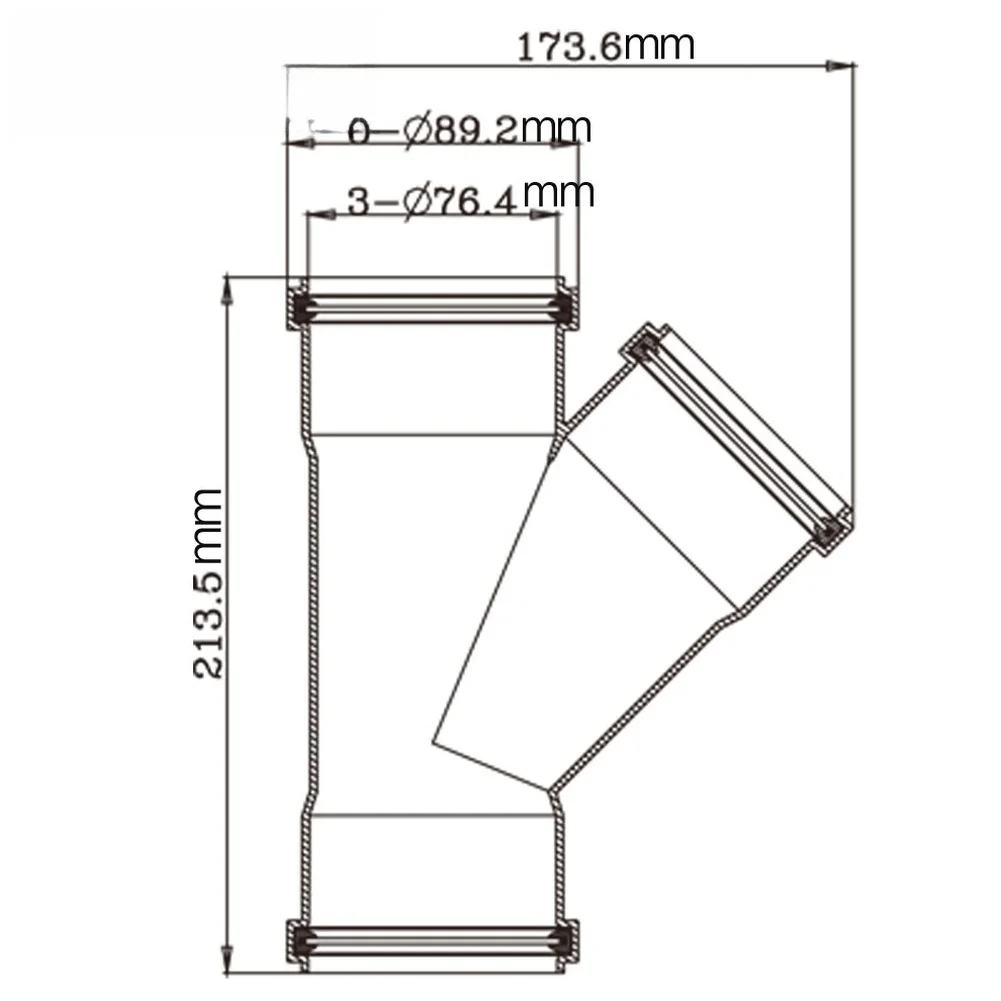 75mm PP Material Three Way Connector 45 Degree Angle Quick Connect For Plumbing Fitting with Disconnect Feature