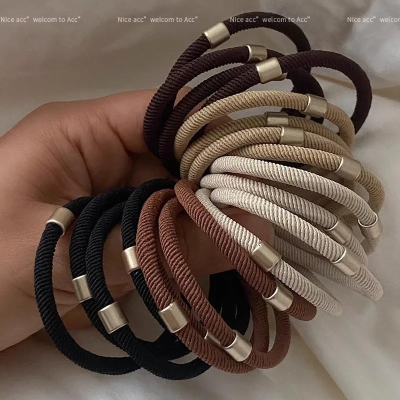 5Pcs/lot High Elasticity Black Hair Band Headband Female Korean Simple Hair Tie Rubber Band Durable Ponytail Hair Rope